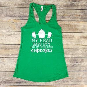 My Head Says Gym But My Heart Says cupcake - Womens Fitted Tank Top